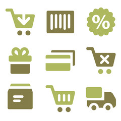 Wall Mural - Shopping web icons, olive mix set