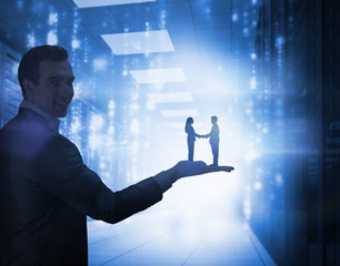 Aufkleber - Composite image of side view of hand shaking trading partners