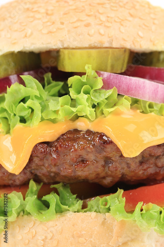 Naklejka samoprzylepna Bliska warstw hamburgera.