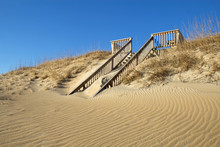 Sand-covered Stairway To A Beach In North Carolina