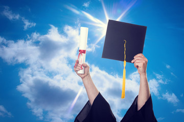 Graduation Caps Thrown in the Air