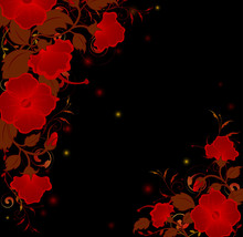 Red Flowers On A Black Background
