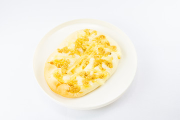 Bread dried shredded pork on white background