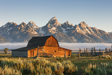 A Sunrise Of Moulton Barn In The Grand Teton National Park, WY