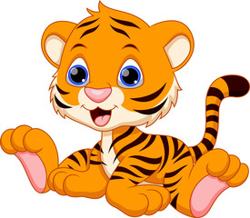 Wall Mural - Cute baby tiger cartoon