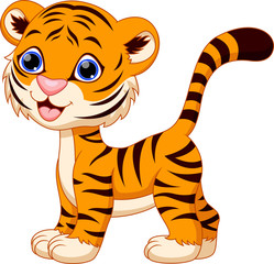 Wall Mural - Cute tiger cartoon