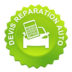 Aufkleber - réparation auto sur bouton web denté vert