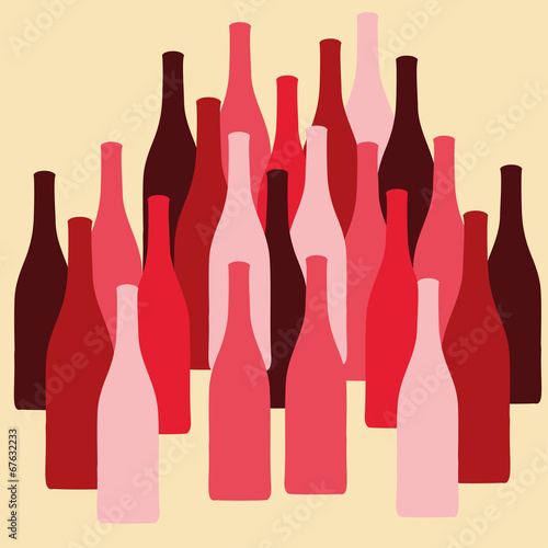 Naklejka - mata magnetyczna na lodówkę vector set of wine or vinegar bottles silhouettes