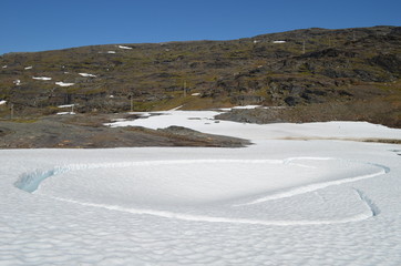 collapsed snow patch in mountain