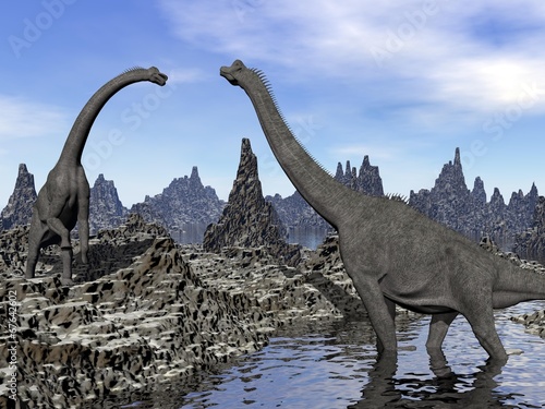 Naklejka dekoracyjna Brachiosaurus dinosaurs - 3D render