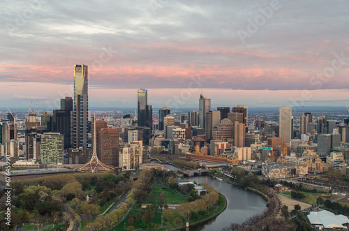 Plakat na papierze fotorealistycznym Widok z lotu ptaka z melbourne