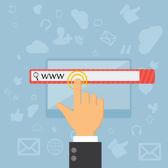 touching web browser address bar with www sign