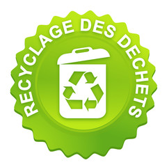 Poster - recyclage des déchets sur bouton web denté vert