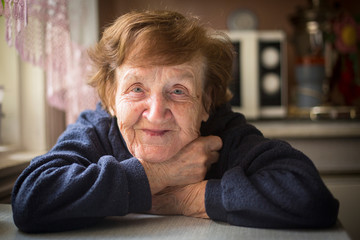 portrait of old woman close up.