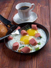 Wall Mural - fried eggs with  sausages