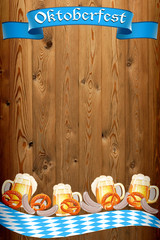 Wall Mural - Oktoberfest banner on old wooden texture