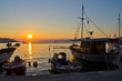Fishing boats in Limenas harbour at sunset, island of Thassos