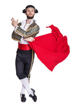Male Dressed As Matador On A White Background