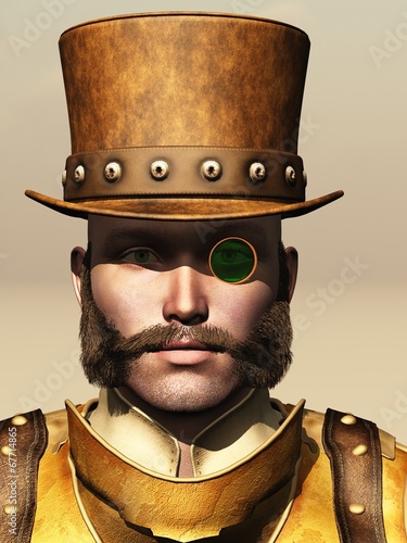 Obraz na płótnie canvas czteroczęściowy "tetraptyk" Steampunk męski portret