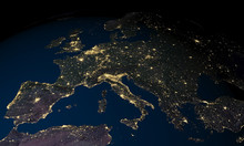 Earth At Night Over Europe