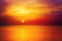 Beautiful Orange Sunrise Over Sea