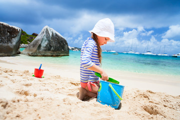 Sticker - Adorable little girl at beach