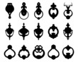 Black silhouettes of door knocker 2, vector illustration