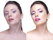 Beauty retouch portrait, before and after