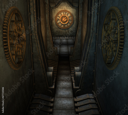 Obraz na płótnie canvas trzyczęściowy "tryptyk" Labirynty steampunk