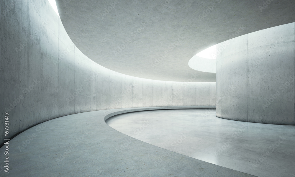 empty concrete open space interior with sunlight - obrazy, fototapety, plakaty 