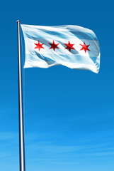 Wall Mural - Chicago (USA) flag waving on the wind