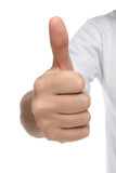 Fototapeta  - Male hand sign with thumb up. Isolated concept