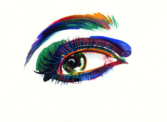 Canvas Print - Woman eye . Hand painted fashion illustration