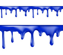 Brightly Colored Blue Paint Drips Seamless Patterns