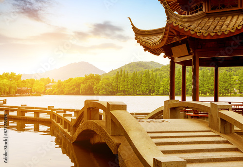 Obraz na płótnie canvas czteroczęściowy "tetraptyk" China hangzhou west lake landscape