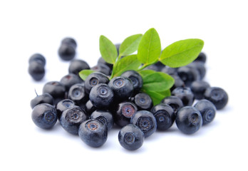 Blueberries with leaves