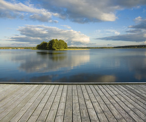 Canvas Print - Empty jetty and small island