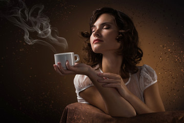 Beautiful Woman Drinking Coffee