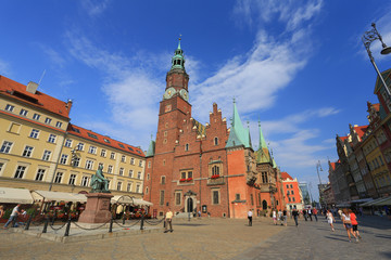 Wall Mural - Wrocław - ratusz - pomnik Fredry - rynek