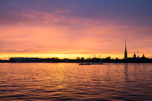 Neva River And Peter And Paul Fortress, St Petersburg At Sunset