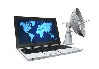 Poster - Laptop with Satellite Dish