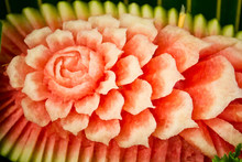 Flowers Carved From A Watermelon