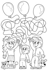 Poster - Maze 8 coloring book with children