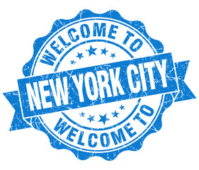 welcome to New York City blue vintage isolated seal