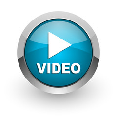 Aufkleber - video blue glossy web icon