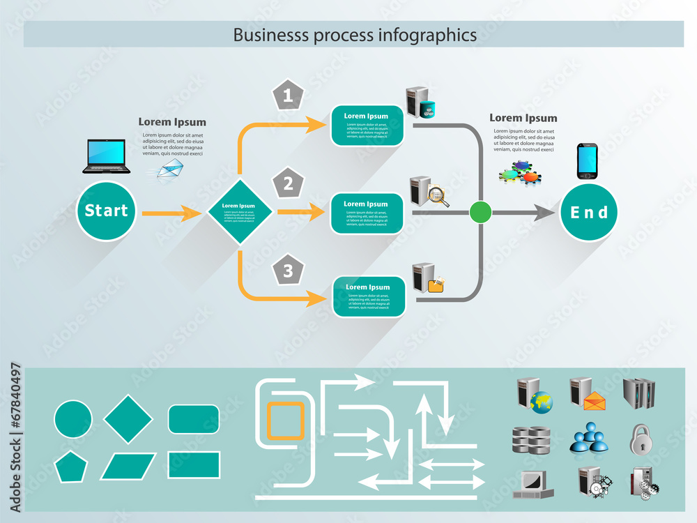 Business process infographics and reusable icon - obrazy, fototapety, plakaty 