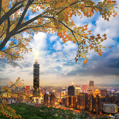 Taipei, Taiwan evening skyline