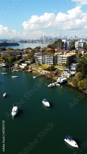 Board z aluminiowym obramowaniem Widok na Sydney z mostu Gladesville