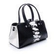 Black and white handbag on white background