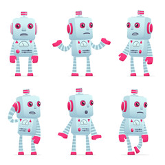 set of robot character in different poses